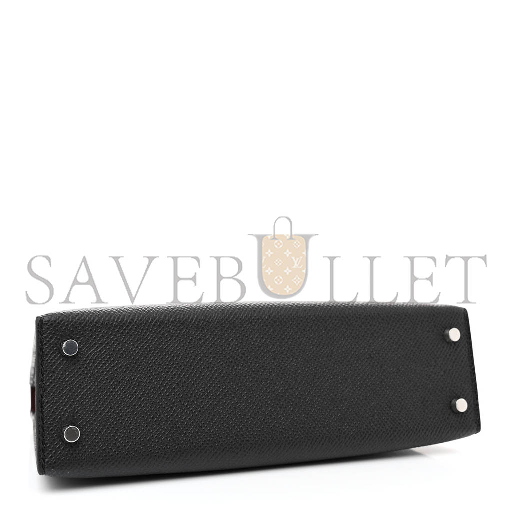 HERMÈS MASTER EPSOM MINI KELLY SELLIER 20 BLACK SILVER BUCKLE (19*12*5.5cm)